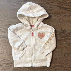 Jumping Beans Light Gray Hoodie with Pink and Gold Details